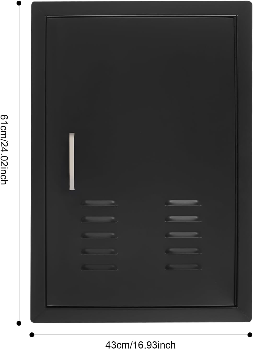 BBQ Access Door Black with Air Vents, 16.93*24.02in Kitchen Access Doors, Flush Mount Single Vertical Door with Handle for Outdoor Kitchen Commercial BBQ Island(Black, 16.93*24.02in with Air Vents)